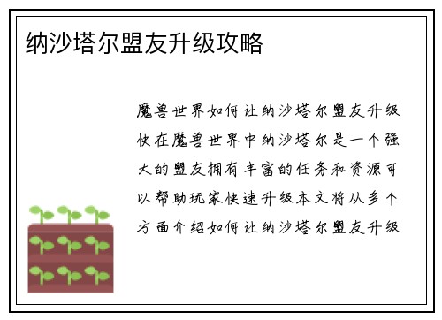纳沙塔尔盟友升级攻略